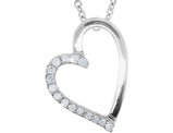 Diamond Heart Pendant Necklace 1/10 Carat (ctw) in 10K White Gold with Chain